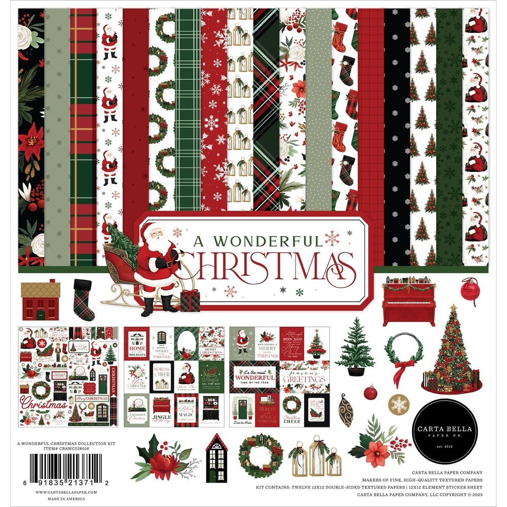 Carta Bella A Wonderful Christmas Collection Kit 12"x12" Papers Stickers